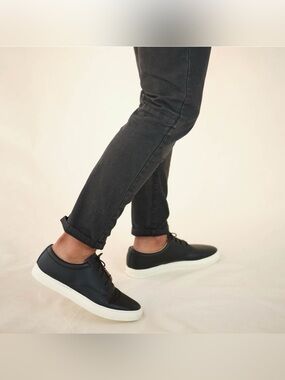 New Nisolo Everyday Sneaker Shoes Black Leather 8.5